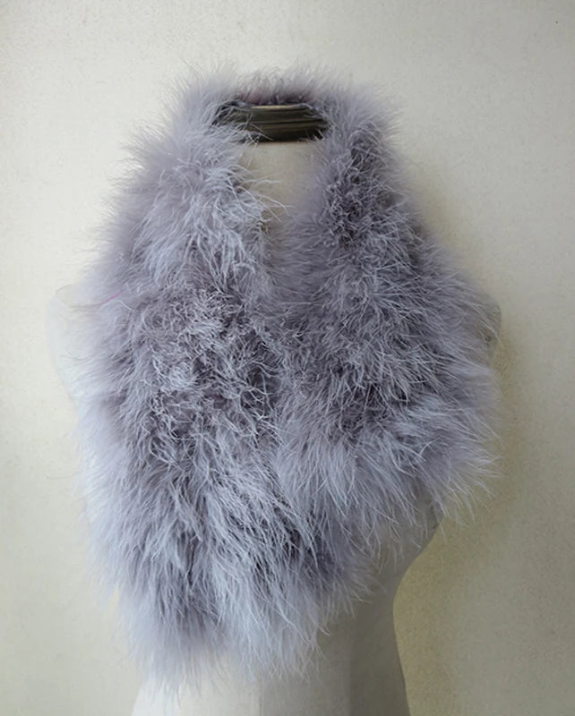 Women's Real Ostrich Feather Fur Shawl Wraps Female Wedding Party Cape Warm Scarf Purple GRAY