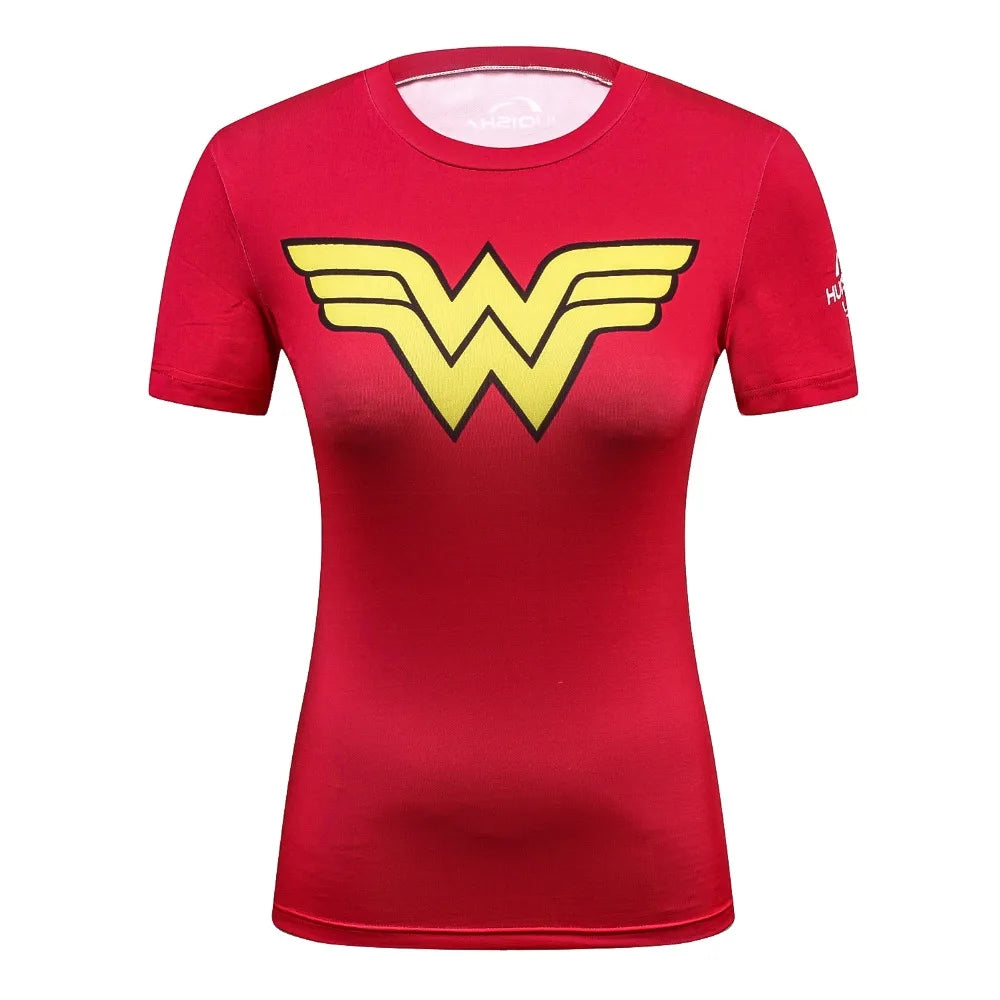 DC Comics 3D-bedrucktes T-Shirt: Neu eingetroffen, Bodybuilding-Marke, Kompressionsoberteile für Damen mit coolem Style."