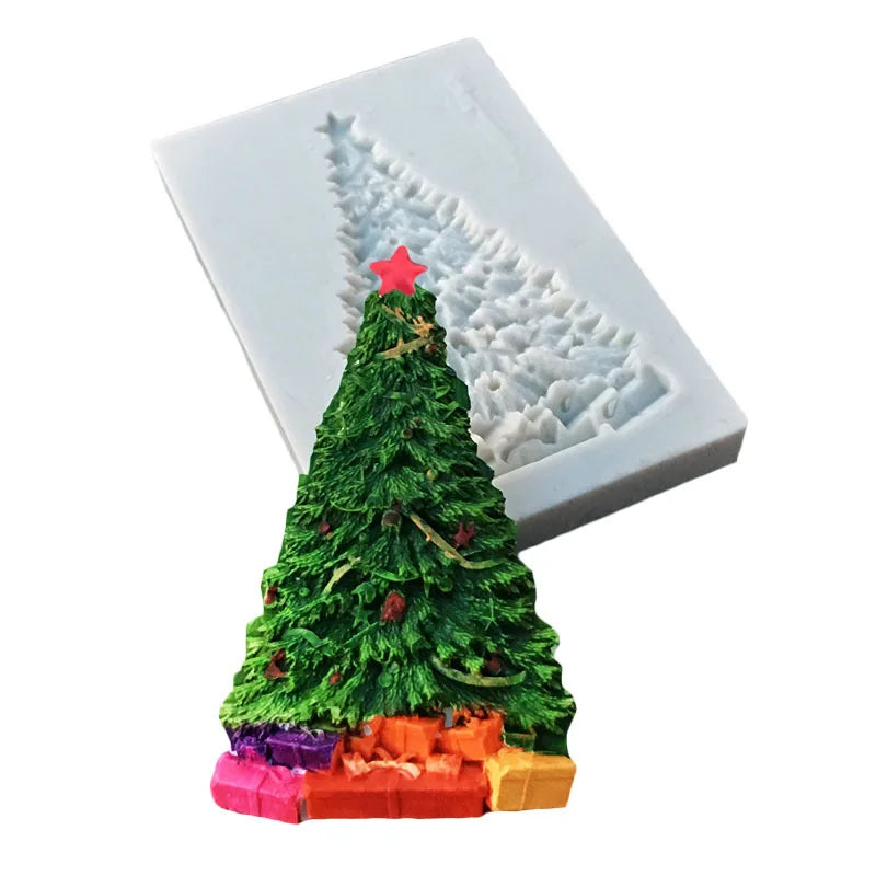 Silicone Christmas Tree Elk Snowman Snowflake Pine Cone Cookie Cutter Mold DIY Chocolate Mould 3D Baking Cake Decor Tools K149