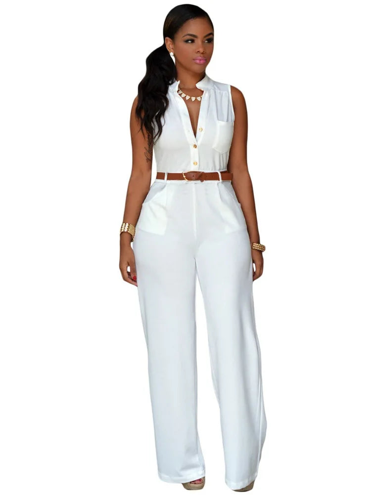 Women v-neck wide leg pants rompers women jumpsuit sexy jumpsuits for women  women's jumpsuits female clothes