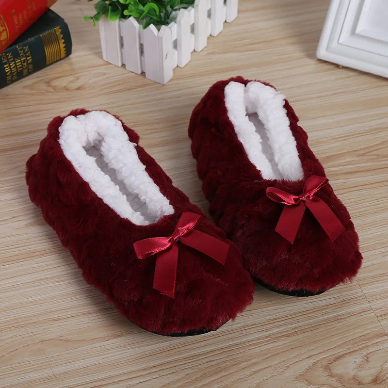 Mntrerm New Cute 2023 Indoor Home Slippers Warm Soft Plush Slippers Non-slip Indoor Fur Slippers Solid Color Cute Women Shoes