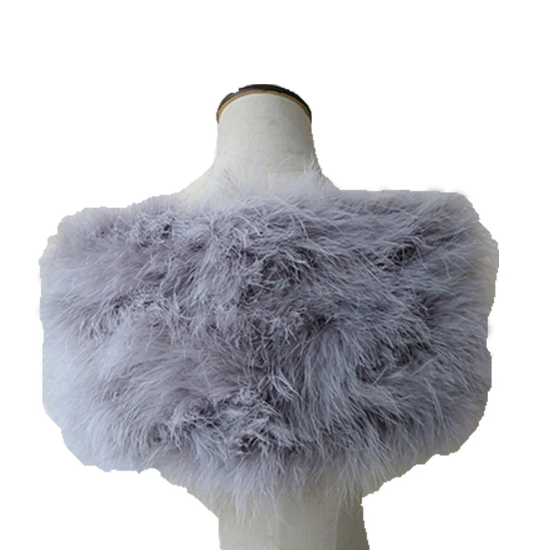 Women's Real Ostrich Feather Fur Shawl Wraps Female Wedding Party Cape Warm Scarf Purple GRAY