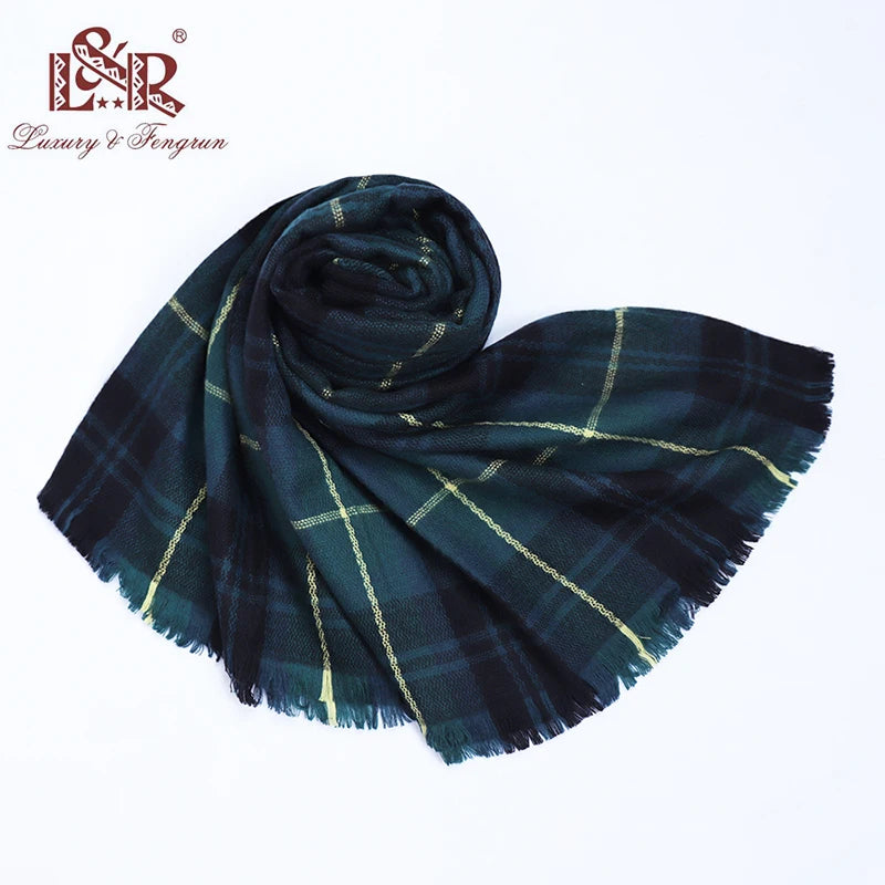 2022 Winter Female Cashmere Scarf Women Plaid Scarf Women Soft Wool Poncho Scarves Foulard Femme Shawl Pashmina Blanket Excharpe