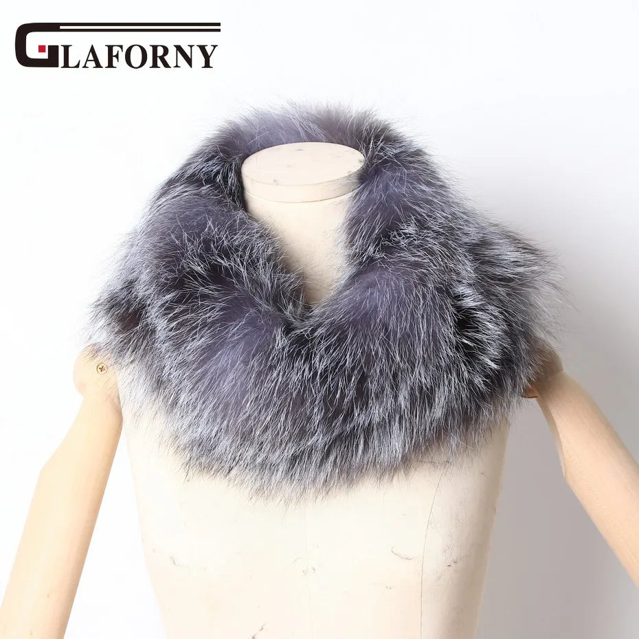 FXFURS 2020 New Women Fox Fur Scarf Snood Colorful Real Fur Wraps Silver Fox Fur Collars Scarves Multicolor Fashion Fur Shawls