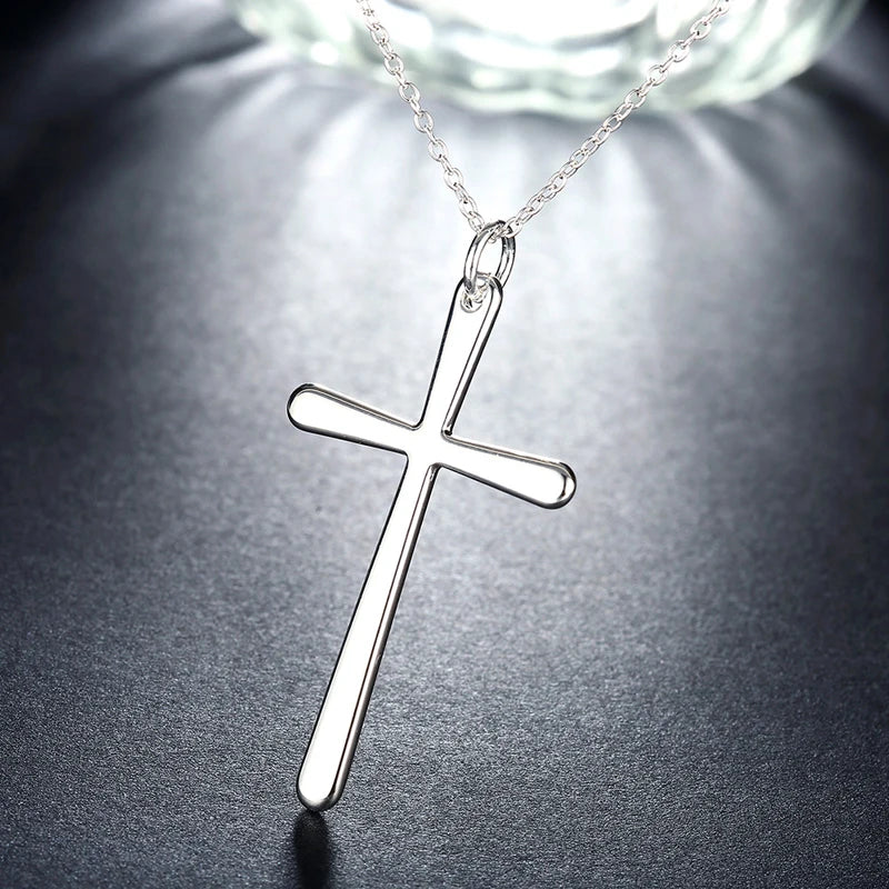 Aravant 925 Silber Kreuz Anhänger Halskette Kette für Frauen Männer Party Schmuck