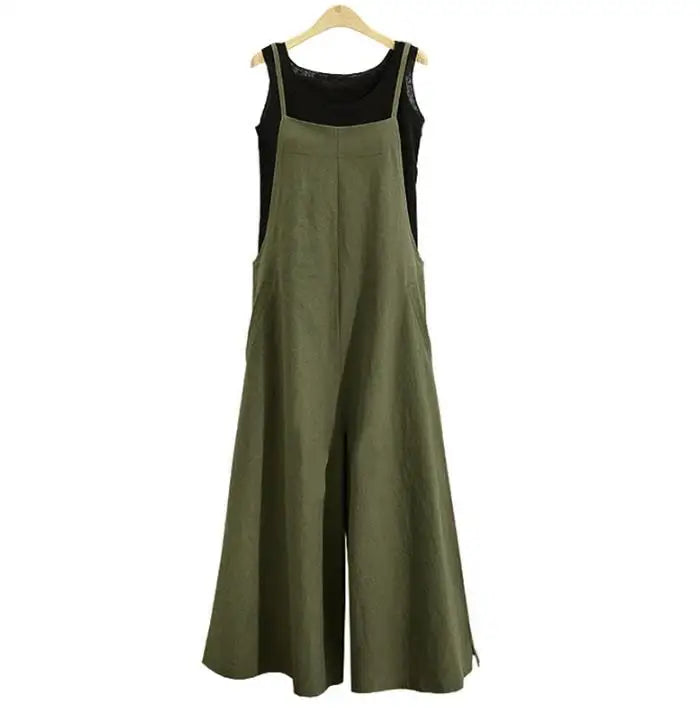 Rompers Plus Size S-5XL Summer new Women Casual Loose Linen Cotton Jumpsuit Sleeveless Backless Playsuit Trousers Overalls