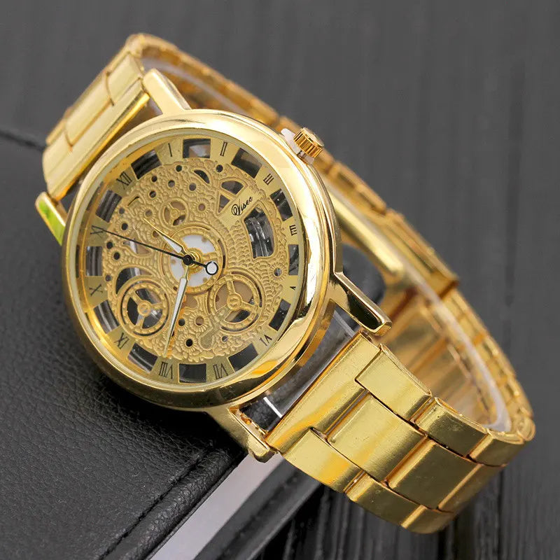 Creative Design Men Watches Luxury Gold Watches Fashion Hollow Transparent Watches Stainless Steel Mens Watches reloj hombre