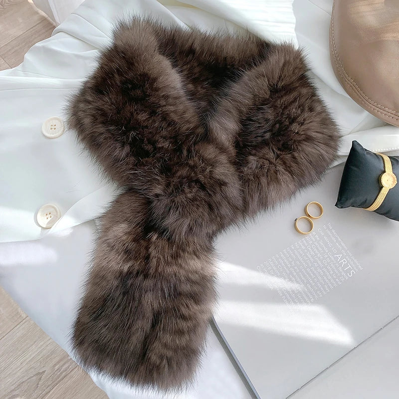 ZDFURS* Women's 100% Real Sable Fur Knitted Scarf Highend Quality Natural Mink Fur Scarves Lady Fashion Winter Wraps Neck warmer