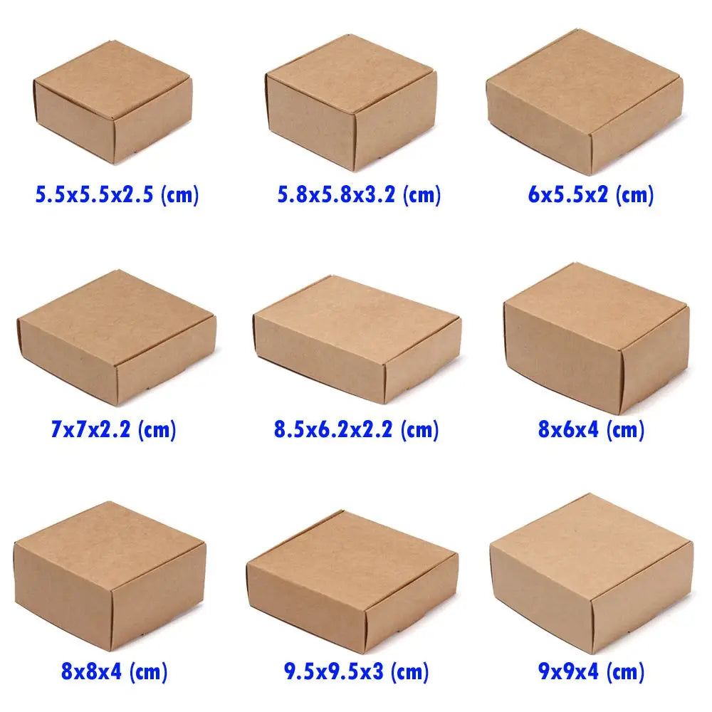 10pcs 9sizes Small Handmade Gift Craft Candy Storage Kraft Paper Box Wrapping Cardboard Package