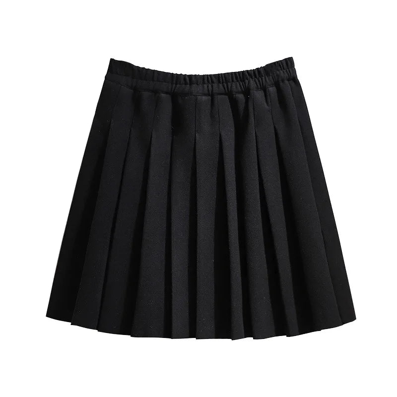 New Ladies Autumn Winter Plus Size Mini Skirt For Women Large A-line Black Gray Woolen Thick Pleated Skirts 3XL 4XL 5XL 6XL 7XL