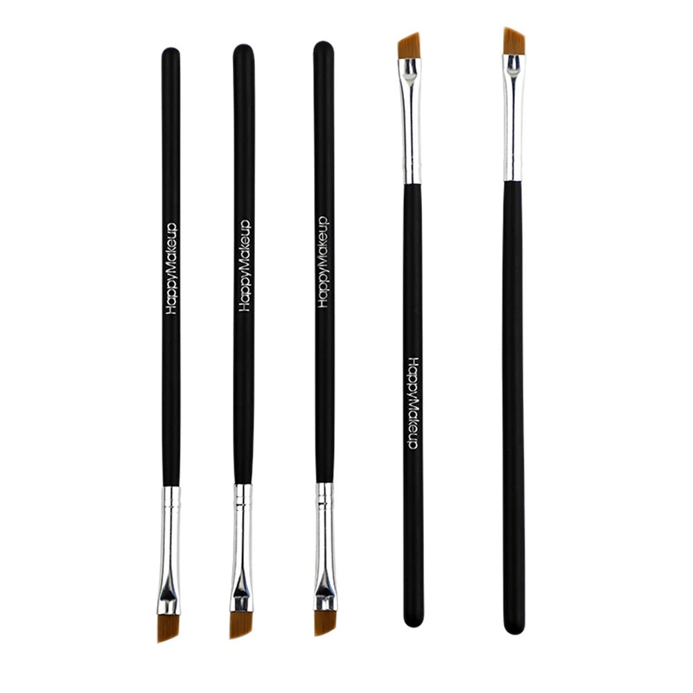 Happy Makeup 5Pcs Black Eyebrow Inclined Flat Angled Brush Eyeliner Eyeshadow Eye Brow Makeup Tool Professional Women Cosmetic