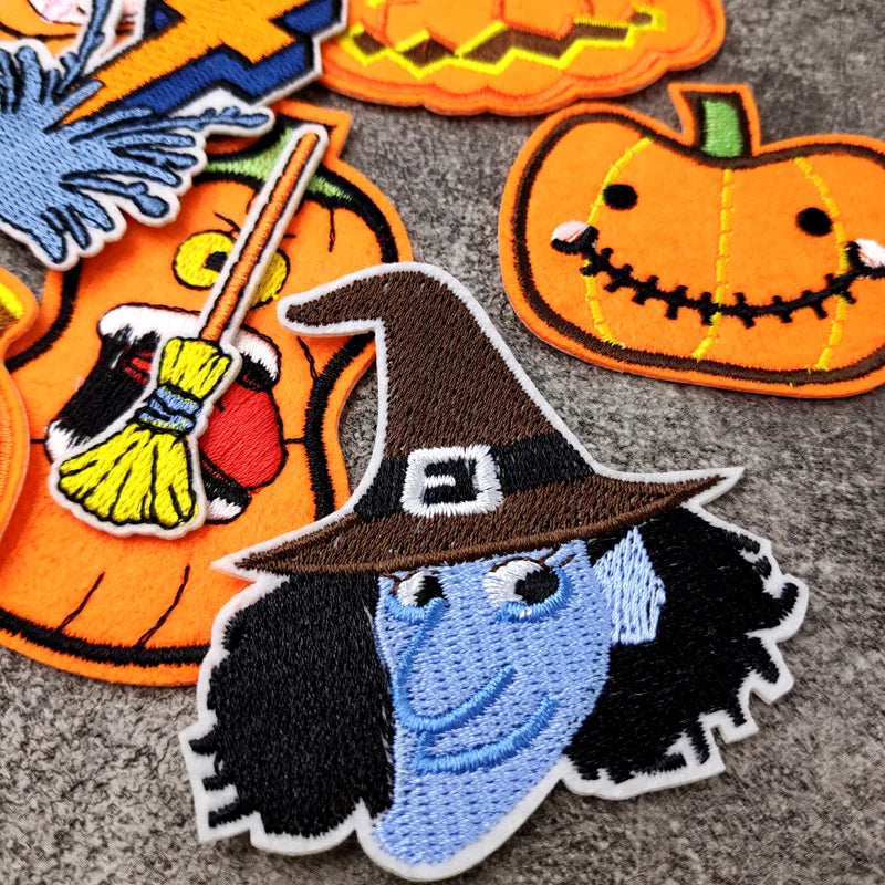 Halloween Pumpkin Iron-On Patches Clothe Embroidery Applique Sewing Supplies Decorative Handmade Badges