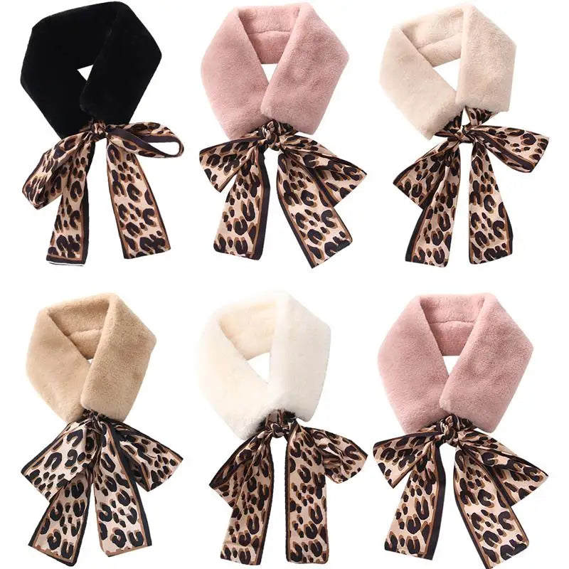 2pcs Elegant Neck Scarf Fashion Leopard Creative Neck Warmer Short Scarf For Winter Clothing Accessories