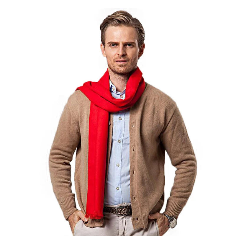 Fashion Winter Solid Color Men Red Scarf Luxury Brand Designer Style Wool Soft Cashmere Scarves Cachecol Masculino Inverno Shawl