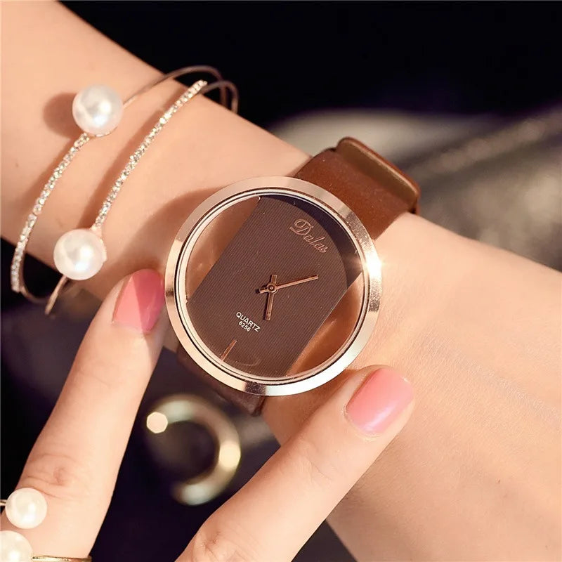 Famous Brand Watch For Women Luxury Leather Skeleton Strap Watch Dress Watch Casual Quartz  Watch Reloj Mujer relogio feminino