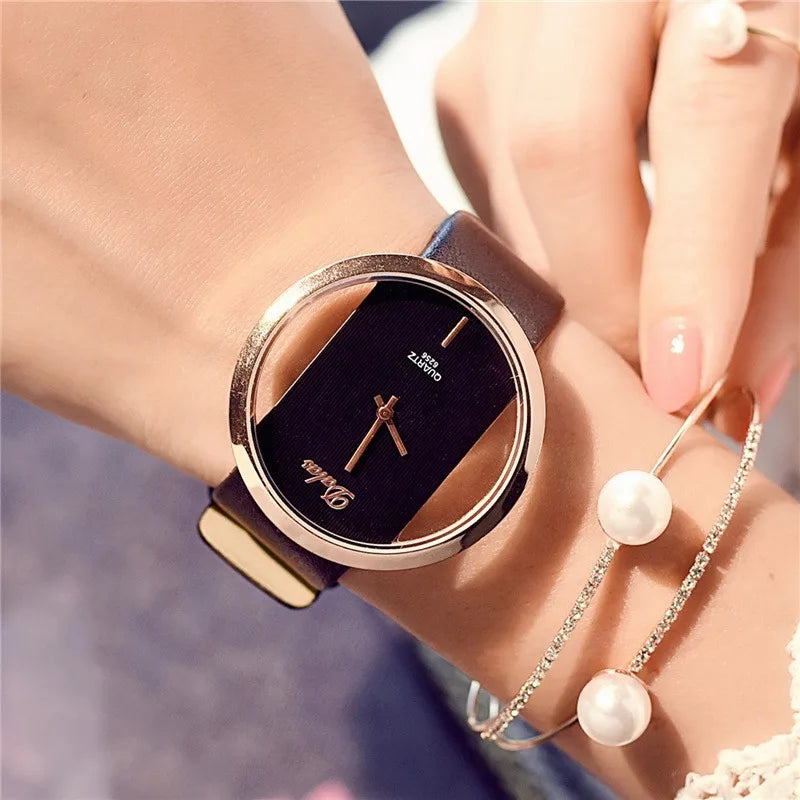 Famous Brand Watch For Women Luxury Leather Skeleton Strap Watch Dress Watch Casual Quartz  Watch Reloj Mujer relogio feminino