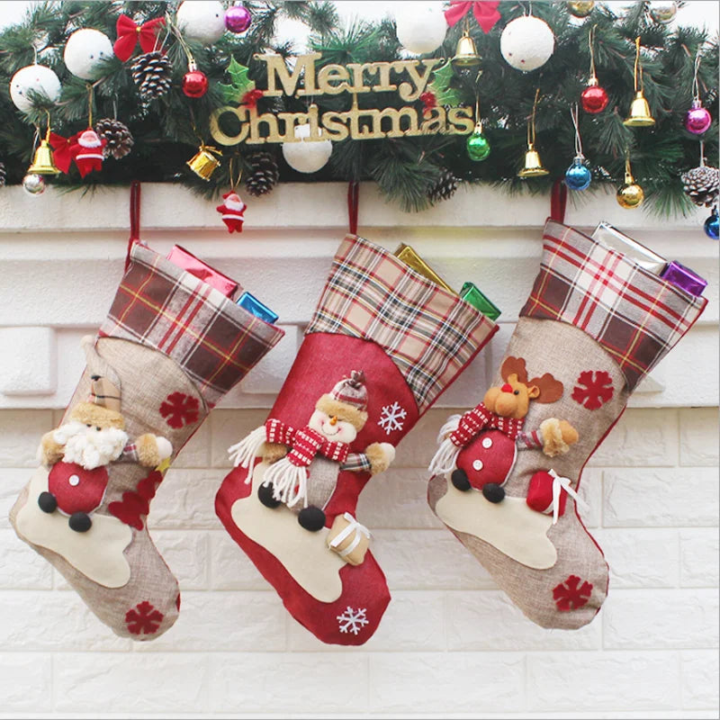 2022 New Year Christmas Stocking Sack Xmas Gift Candy Bag Noel Christmas Decorations for Home Navidad Sock Christmas Tree Decor