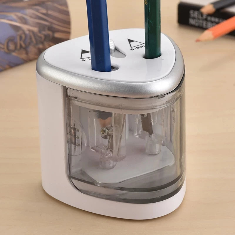 Tenwin Electric/Manual Pencil Sharpener & Posture Correction Pencils HB/2B Stationery Two-hole Automatic pencil sharpener 8004