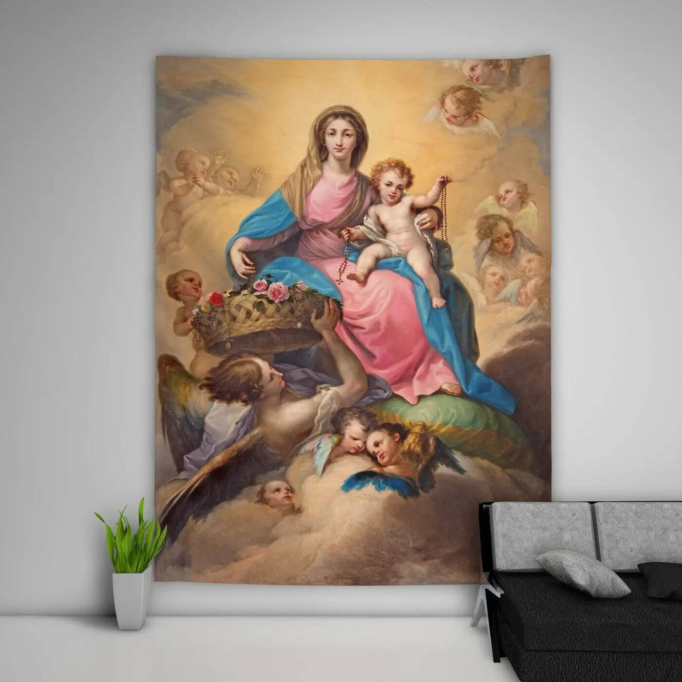 Virgin Mary Tapestry Art Wall Hanging Sofa Table Bed Cover Home Decor