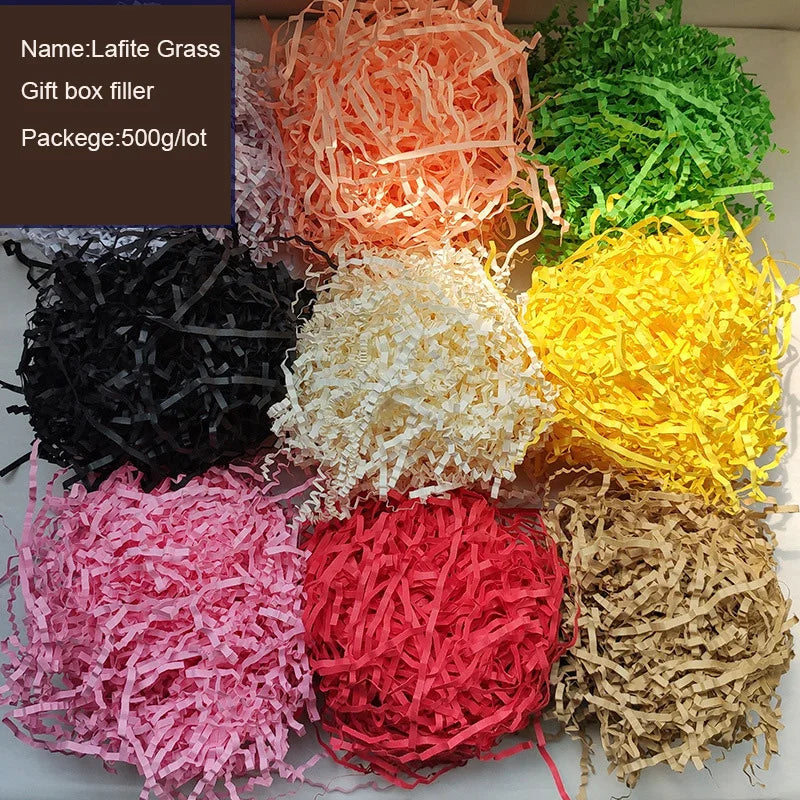 100g/lot Multiple Colour Lafite Grass Gift Box Filler Wavy Fold Paper Gift Box Decorative Fruit Packaging Shockproof Filler