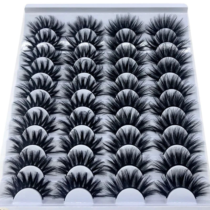 20 Paar 18-25 mm 3D Nerzwimpern Großpackung Faux dicke lange feine natürliche Nerzwimpern Packung kurze Großhandelspackung natürliche falsche Wimpern