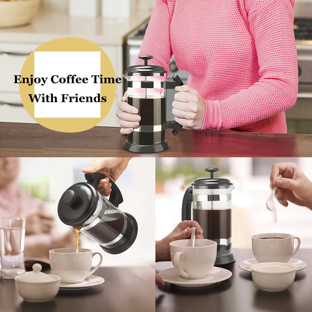 1000ML/ 600ML French Press Coffee Maker High Borosilicate Glass House Coffee Brewer Milk Foam Frother Barista Tea Maker