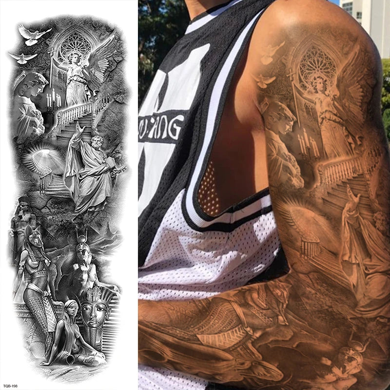 Polynesian Temporary Tattoo Sleeve Tribal Arm Waterproof Transfers Halloween Men