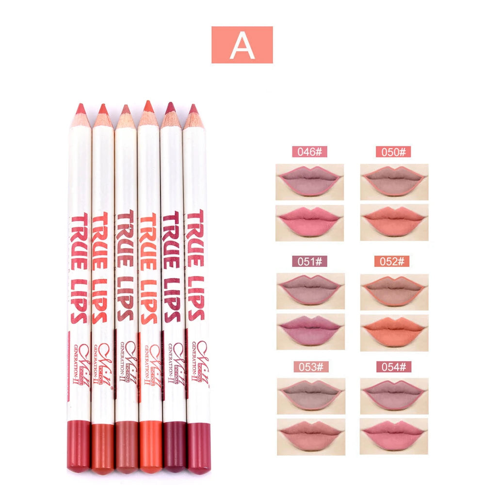 6 Teile/satz Lipliner Bleistift Matte Lippenstift Wasserdicht Langlebige Frauen Make-Up crayon a levre maquiagem profissional completa