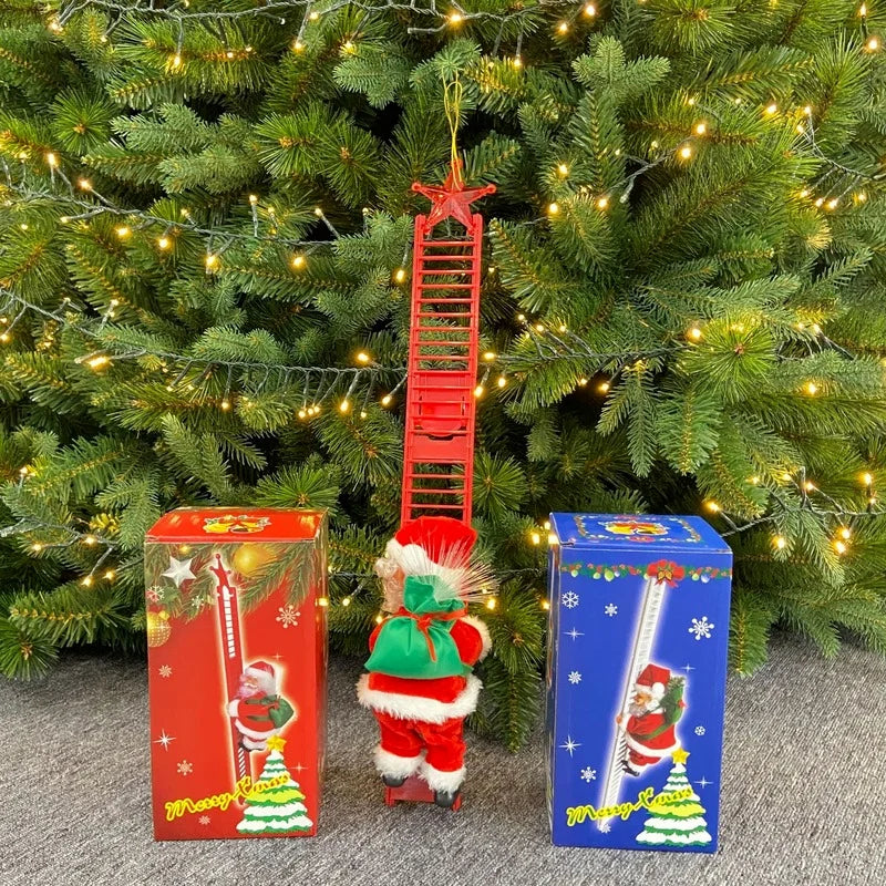 Children Xmas Gifts Toy Electric Santa Claus Toys Climb Ladder Christmas Old Man Doll Music Creative U3 toys navidad