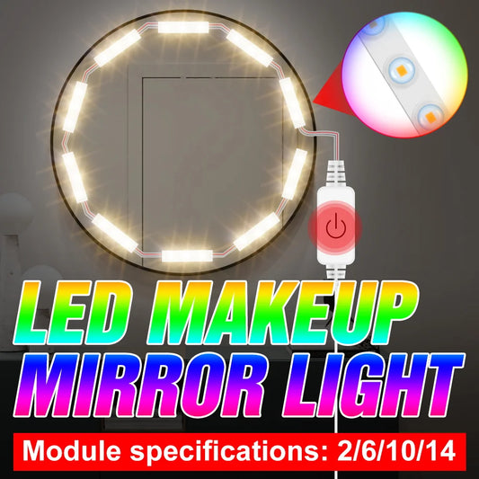 USB 5V LED Makeup Mirror Light Bulb Vanity Lights Stepless Dimmable Hollywood Wall Lamp 2 6 10 14Bulbs Kit for Dressing Table