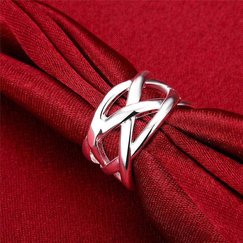 DOTEFFIL 925 Sterling Silver Cross Intertwined Ring For Women Wedding Engagement Party Fashion Charm Jewelry