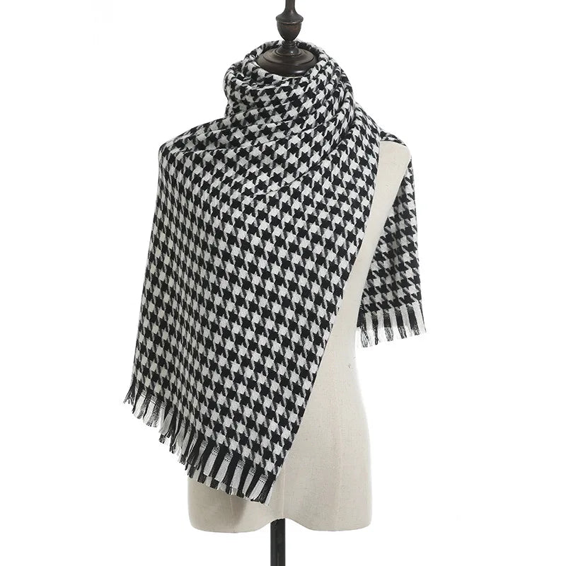 Brand Blanket Scarf for Women plaid Black and White Houndstooth Cashmere Warm Thick Long Pashmina Women Shawls and Scarves