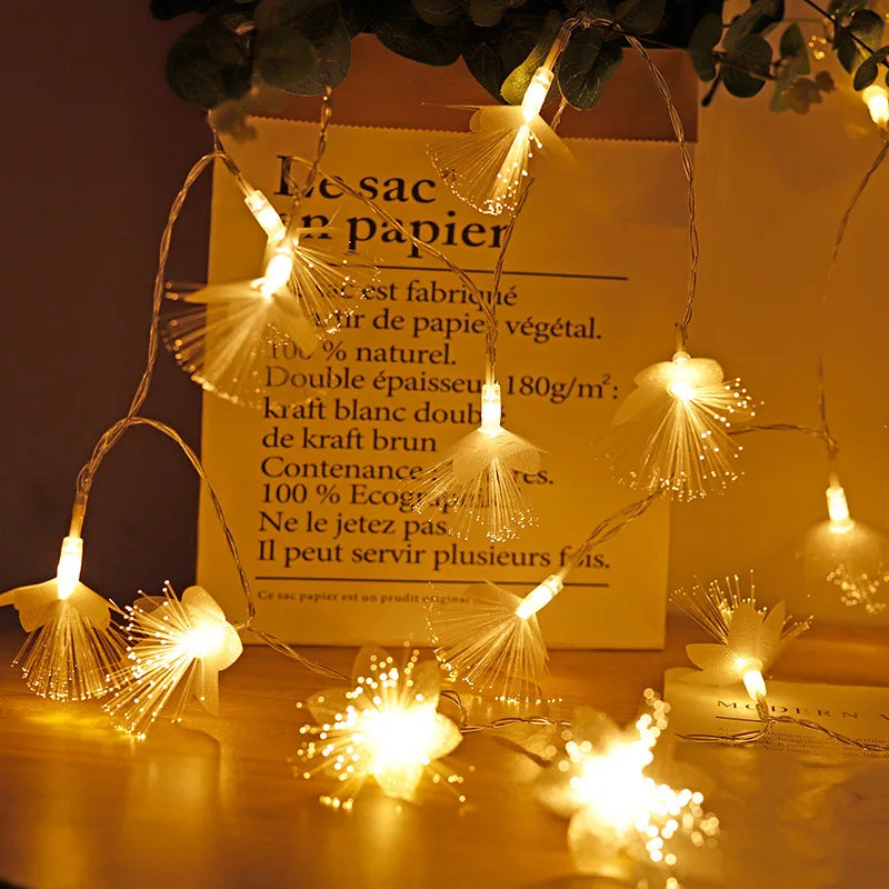 2022 New Years Christmas Tree Fiber Firework LED Lights Battery With Wedding Garden Light String Home Party Holiday Decoration