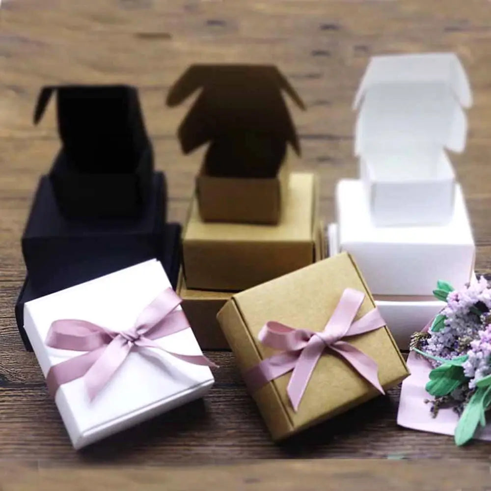 10pcs 9sizes Small Handmade Gift Craft Candy Storage Kraft Paper Box Wrapping Cardboard Package