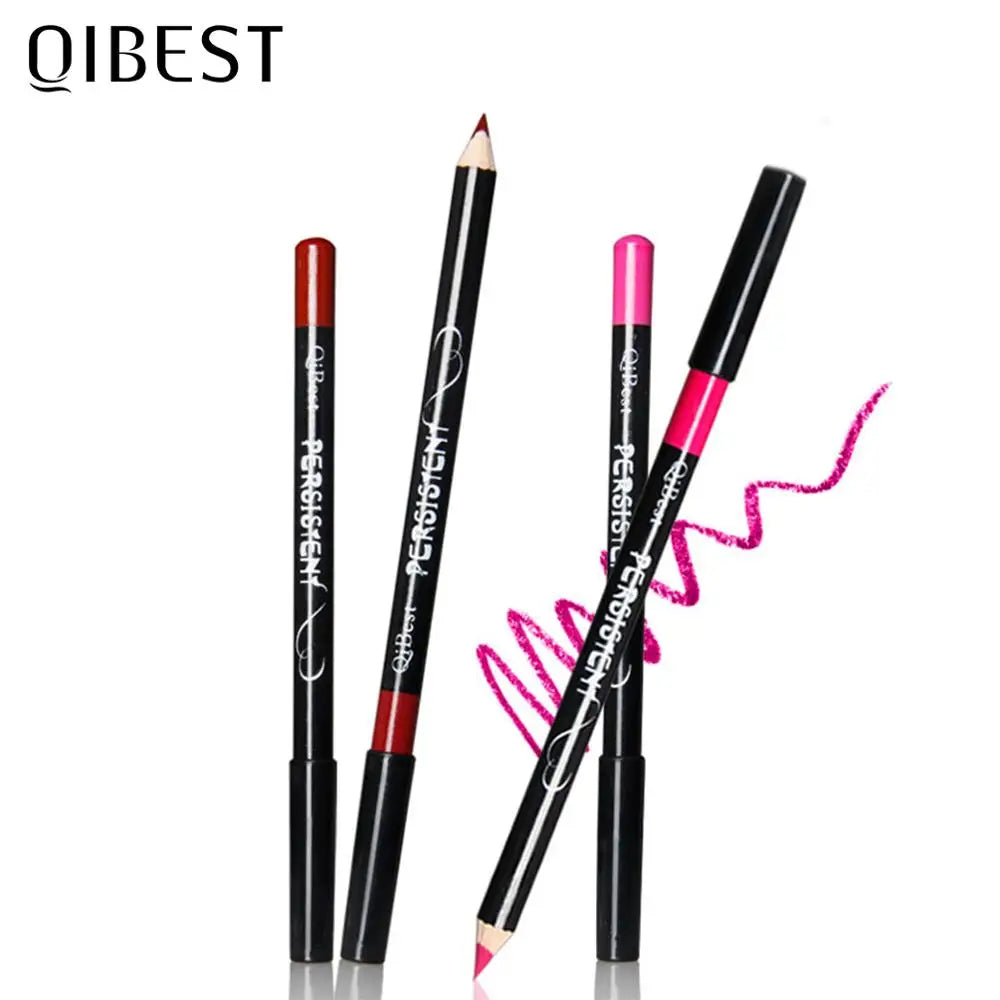 QIBEST 12 Farben Lip Liner Lip Make-Up langlebige Matte Lipliner Bleistift Wasserdicht Feuchtigkeitsspendende Lippenstift Kontur Kosmetik TSLM2