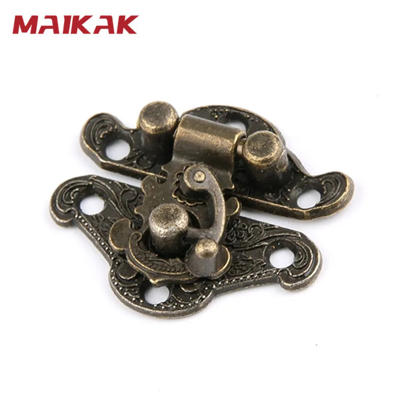 MAIKAK 4pcs Antique Bronze Hasp Latch Jewelry Wooden Box Lock Mini Cabinet Buckle Case Locks Decorative Handle 3 size