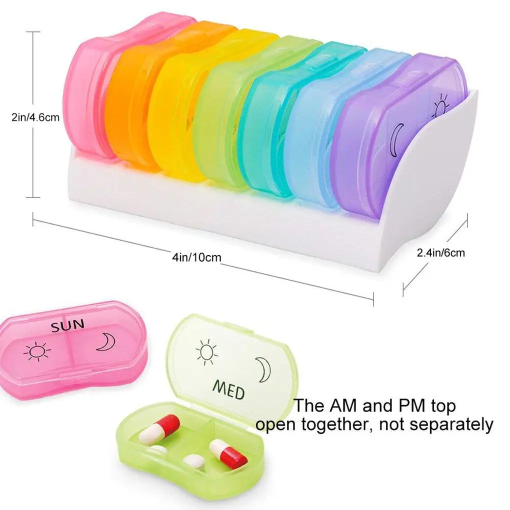 7 Day Weekly Style Morning Night Pill Holder Storage Organizer Plastic Container Case Portable Travel Pill Box