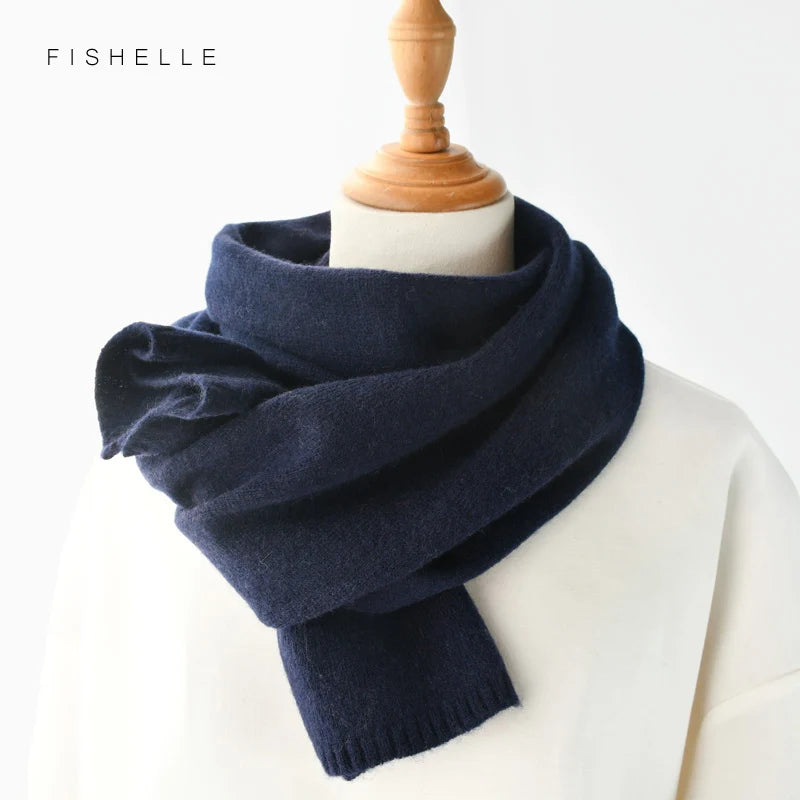 navy blue wool scarf scarves men and women winter knitted scarf adults warm short wool man scarves solid color