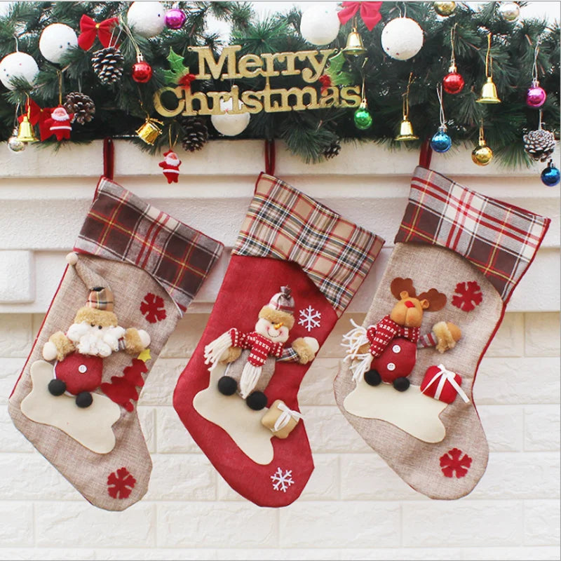 2022 New Year Christmas Stocking Sack Xmas Gift Candy Bag Noel Christmas Decorations for Home Navidad Sock Christmas Tree Decor