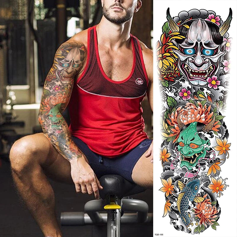 Polynesian Temporary Tattoo Sleeve Tribal Arm Waterproof Transfers Halloween Men