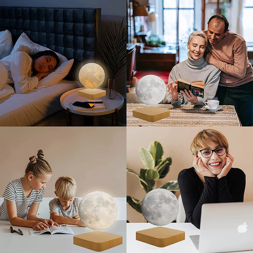 AC110V-220V Led  3D Moon Night Light Levitating Creative Touch Magnetic Levitation Lamp Rotating Moon Floating Desk Holiday Gift