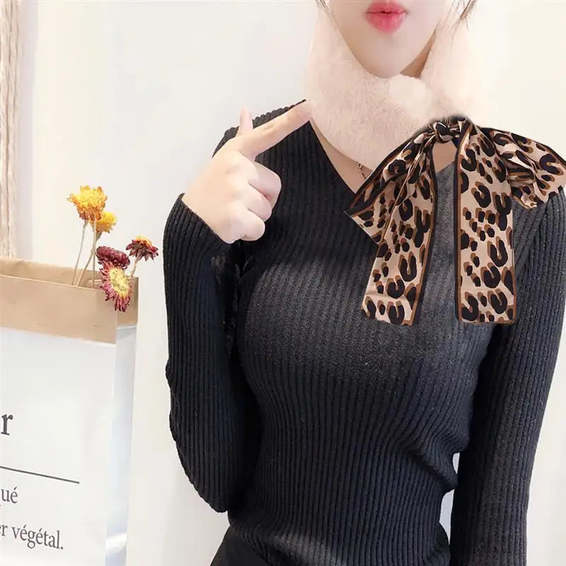 2pcs Elegant Neck Scarf Fashion Leopard Creative Neck Warmer Short Scarf For Winter Clothing Accessories