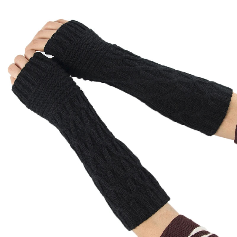 New Autumn and Winter Knitted Half Finger Open Fingered Gloves Wool Gloves Folding Warm arm Cover For Men and Women