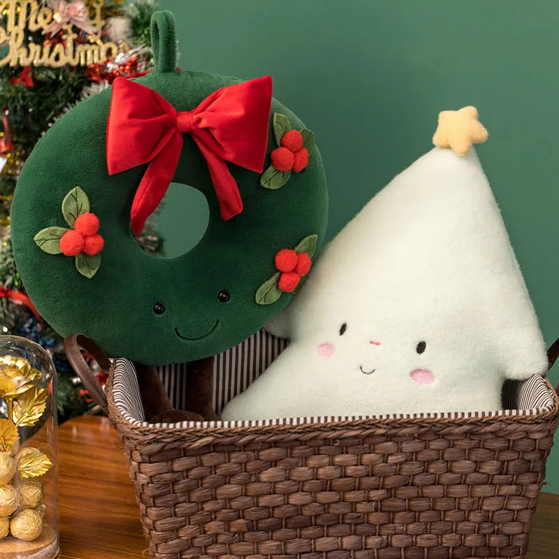 Christmas Ginger Bread Plush Pillow Stuffed Chocolate Cookie House Shape Decor Cushion Funny XMas Tree Party Decor Doll Plushie