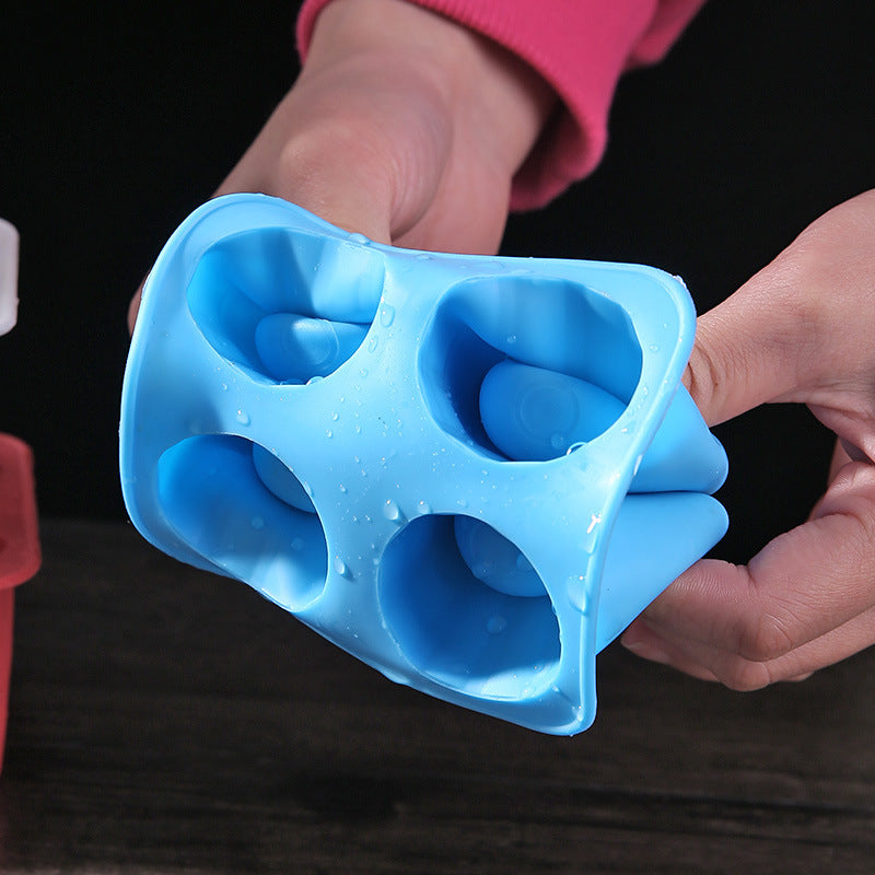 Silicone Four-hole Ice Tray DIY Quick-frozen Soft Hollow