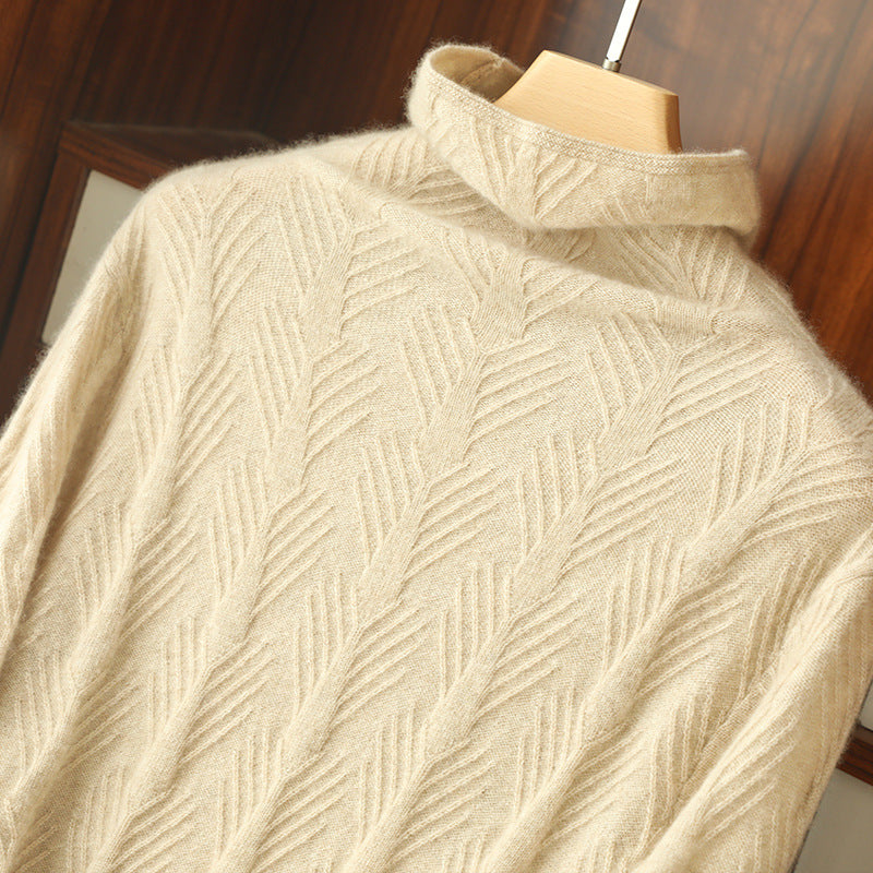 Pure Wool Cascading Collar Pullover Loose Sweater