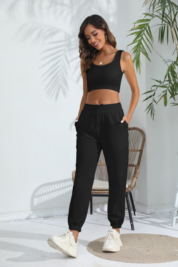 Women's Cropped Tank Top Two-piece Suit Casual