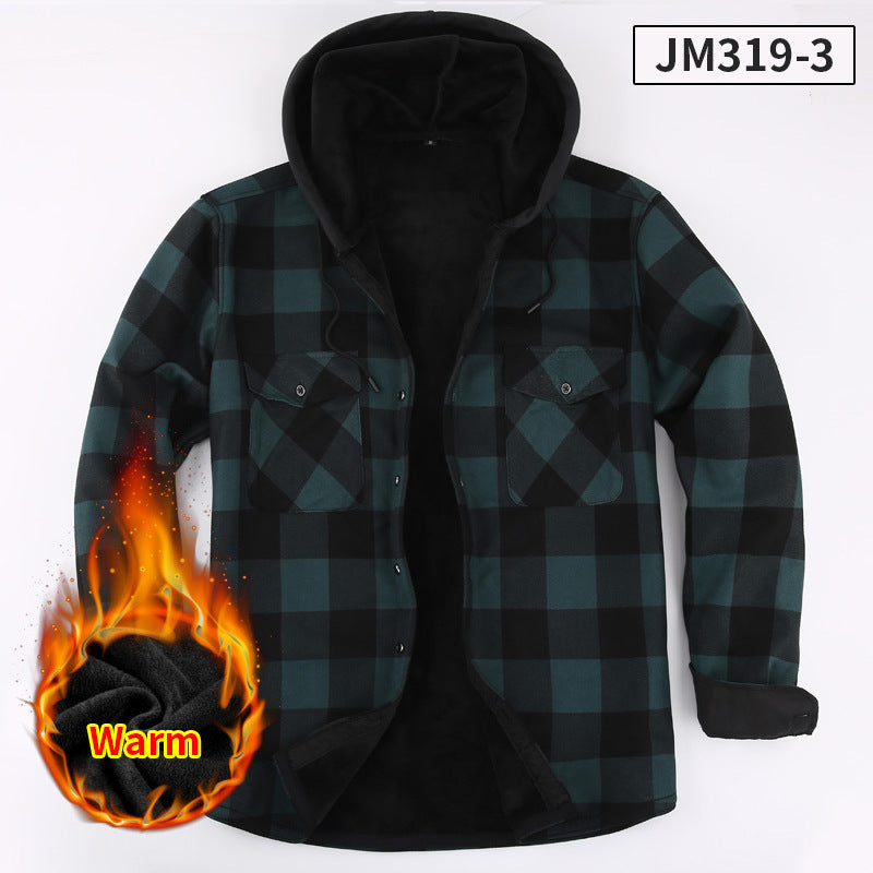 Cozy Classic: Winter fleece-lined thickened warm plaid shirt for ultimate comfort.