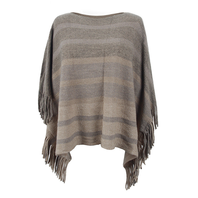 Europe And America Cross Border Off-neck Tassel Shawl For Women