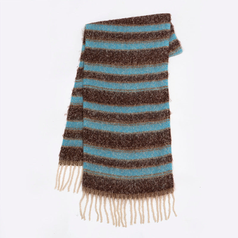 Rainbow Color-blocking Striped Soft Scarf